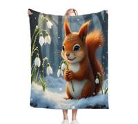 Dozrmey XXL Flannel Blanket Animal Squirrel, 90"x106" Extra-Large Double-Sided Plush Throw for King Beds, Living Rooms, Events, Soft Texture for Comfortable Sleep, Easy to Layer C154
