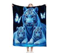 Dozrmey XXL Flannel Blanket Animal Tiger, 90"x106" Extra-Large Double-Sided Plush Throw for King Beds, Living Rooms, Events, Soft Texture for Comfortable Sleep, Easy to Layer C192
