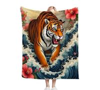 Dozrmey XXL Flannel Blanket Animal Tiger, 90"x106" Extra-Large Double-Sided Plush Throw for King Beds, Living Rooms, Events, Soft Texture for Comfortable Sleep, Easy to Layer C166