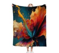 Dozrmey XXL Flannel Blanket Orange Flowers, 90"x106" Extra-Large Double-Sided Plush Throw for Super King Beds, Living Rooms, Events, Soft Texture for Comfortable Sleep, Easy to Layer, AQ2058