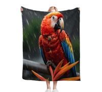 Dozrmey XXL Flannel Blanket Red Parrot, 90"x106" Extra-Large Double-Sided Plush Throw for Super King Beds, Living Rooms, Events, Soft Texture for Comfortable Sleep, Easy to Layer, AQ2304