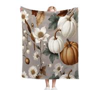 Dozrmey XXL Flannel Blanket White Flower, 90"x106" Extra-Large Double-Sided Plush Throw for King Beds, Living Rooms, Events, Soft Texture for Comfortable Sleep, Easy to Layer D136