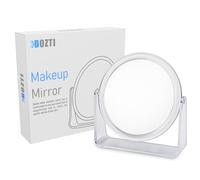 DOZTI Magnifying Makeup Mirror Two Sided bathroom shaving Mirror 360° Rotating Table vanity cosmetic dressing table circle mirror for styling hair beauty or plucking eyebrow