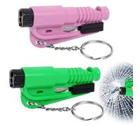 Dozylive 2PCS Car Window Breaker Seatbelt Cutter, 3 in 1 Mini Survival Whistle, Seat Belt Cutter and Safety Hammer, Glass Breaker Emergency Keychain Car Essential Tool for Land and Underwater