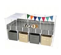 Dozzopet 2 Story C&C Cage for Guinea Pigs with Storage(56"x27"x27"), Elevated Small Animals Habitat with Waterproof Liner, Washable Mat & Bins