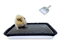 DOZZOPET Guinea Pigs Litter Box with Stainless Steel Grid & 2 Reusable Waterproof Liners, Small Animal Potty Tray for Dwarf Rabbit,Ferret,Chinchilla