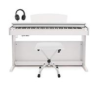DP-10X Digital Piano by Gear4music & Accessory Pack, White | 88 weighted hammer-action keys, USB and internal recording, built-in metronome and Learn Mode