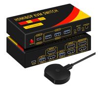 DP hdmi kvm Switch 2 Monitors 2 Computers Display Port,kvm Switch displayport with DP and HDMI kvm switches,8K@60HZ,USB3.0 with 1 USB C