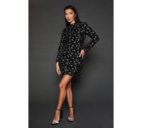 Dp Luxe Black Embroidered Velvet Mini Dress Dorothy Perkins Black 8