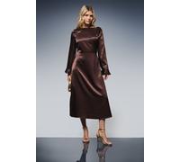 DP Luxe Metallic Satin Midi Dress Dorothy Perkins Chocolate 14