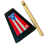 DP Music Puerto Rico Flag 8 Inch Metal Cow Bell Noise Maker with Beater and Bag - Cowbell for Sporting, Football Games, Events - Percussion Musical Instrument