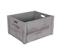 dP3sQ8mXjN CD Storage Rack Vinyl Record Storage Crate, Retro Vintage Case with Handle, Wooden Album Holder Organizer Box(Gris)