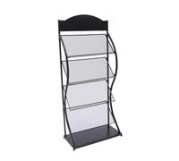 dP3sQ8mXjN Floor Standing Magazine Rack Black/White 4 Layers Magazine Storage Display Rack Book Shelf Stand Bottom Shelf for Reception Areas Waiting Rooms Schools(Black)
