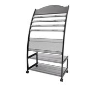 dP3sQ8mXjN Floor Standing Magazine Rack Floor-Standing Magazine Display Stand with 4 Wheels Movable and Fixable Brochure Display Stand Living Room Indoor