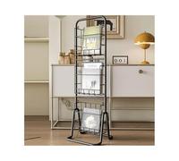 dP3sQ8mXjN Floor Standing Magazine Rack Floor-Standing Magazine Rack Multi-layer Mobile Magazine Display Shelf Office Storage Organizer Shelves(Black)