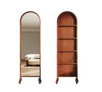 dP3sQ8mXjN Floor Standing Magazine Rack Retro Magazine Display Stand Floor-standing Books Newspapers Storage Rack Rotatable Mobile Full-length Mirror(Bruin)