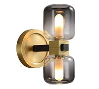 dP3sQ8mXjN Wall Sconces Bedside Wall Lamp, Bedroom Double Head All Copper Simple Creative Glass