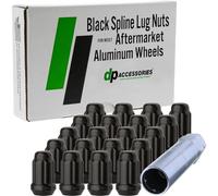 DPAccessories Black Spline Lug Nuts - M12x1.25 Lug Nuts Black for Aftermarket Wheels - Spline Tuner Lugs 12x1.25 - Set of 20 Black Lug Nuts and One Spline Lug Nut Socket - D5245P-2308/20