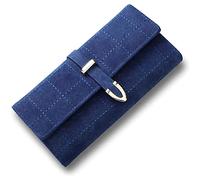 DPCDAN Minimalist Card Holder Frosted Long Leather Wallet for Women Durable Billfold Plaid Classic Buckle Clutch Clutch Credit Card Holder Elegant Purses Coin Pocket