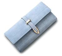 DPCDAN Minimalist Card Holder Frosted Long Leather Wallet for Women Durable Billfold Plaid Classic Buckle Clutch Clutch Credit Card Holder Elegant Purses Coin Pocket