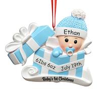 DPDP Babys First Christmas Bauble 2024 Personalized, Girl, Boy Personalised Christmas Bauble, Personalized Christmas Ornaments with Baby Name, Birthdate, Weight, Height Ideas for Baby
