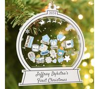 DPDP Personalised Christmas Bauble 2024 - Baby's First Bauble, Gingerbread Decorations, Ornaments, Girl Boy Decor (Boy)
