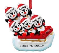 DPDP Personalised Christmas Bauble with Names, Baubles Christmas Decorations, Penguin Pendant for Christmas Tree, Family Pendant Personalized, Christmas Tree Decoration, Ideas, 5 People