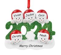 DPDP Personalised Christmas Bauble with Names, Baubles Christmas Decorations, Snowman Pendant for Christmas Tree, Family Pendant Personalized, Christmas Tree Decoration, Ideas, 5 People