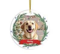 DPDP Personalised Christmas Ornaments 2024 - Custom Dog Photo Ornament for Tree, Customized Xmas Hanging Decorations, Pet Memorial Gifts