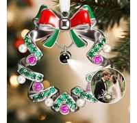 DPDP Personalised Couples Ornament 2025 with Photo, First Christmas as Mr and Mrs 2025, Our First Christmas Together, Wreath Projection Pendant with Picture Inside, Costom Couple Bauble Wedding Gifts
