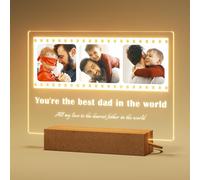 DPDP Personalised Night Light with Photo - Customised Gift for Dad, Mum, Father's Day, Mother's Day, Birthday, Anniversary, Christmas - Acrylic & Wood Base - 04-Dad Film