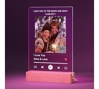 DPDP Personalised Spotify Plaque- Custom Acrylic Music Plaque Album Cover with Code QR, Night Light Gifts for Couple Anniversary Birthday Women Men Mum