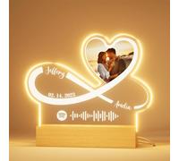DPDP Personalised Spotify Plaque with Photo - Custom LED Night Light with Song Music - Valentines Gifts for Him Her - Personalised Anniversary & Birthday Gift for Couples Boyfriend Girlfriend