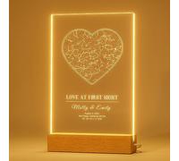 DPDP Personalised Star Map Night Light - Custom Acrylic Constellation Map Plaque with Heart, The Night We Met Gifts for Anniversary