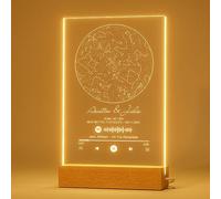 DPDP Personalised Star Map Night Light - Custom Acrylic Constellation Map Plaque with Spotify Code, Romantic Anniversary Wedding Betrothal Gifts for Couple
