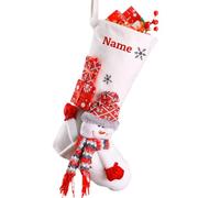DPDP Personalized Christmas Stockings, Custom Name Christmas Stocking with 3D Snowman/Elk/Santa Claus Doll, 18.5" Xmas Stockings for Family Christmas Ornaments