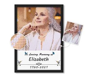 DPDP Personalized Memorial Gifts - Custom Diamond Art Kits with Photo Text, Sympathy & Bereavement Gifts for Loss of Loved One, 13.7×19.6 Inch