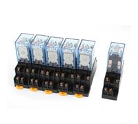 DPDT Power Relay AC 110/120V 8-Pin with Socket, Electromagnetic for Relay for 35 mm DIN Rail Rail, Industrial Automation Control, Pack of 6
