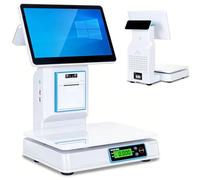 DPDZSW 15.6" Touchscreen POS System Cash Register with Weighing Scale,AI Product Recognition Fresh Produce Scale,Built-in Receipt Printer,8 GB RAM,256 GB SSD,Windows 10 for Retail Store Singlescreen