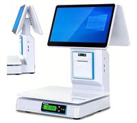 DPDZSW 15.6" Touchscreen POS System Cash Register with Weighing Scale,AI Product Recognition Fresh Produce Scale,Built-in Receipt Printer,8 GB RAM,256 GB SSD,Windows 10 for Retail Store Dualscreen