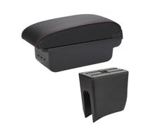 DPEDFVXVMR For Dacia For Spring Car Armrest Box Center Storage Box Internal Retrofit PU Leather Accessories Armrest Storage Box(B1 Black red 3USB)