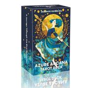 DPEHAKMK Azure Arcana Tarot Deck, 78 Tarot Cards with General Guidebook, Artistic Blue and Gold Fantasy Tarot Card for Beginners, Reading Witchcraft Divination Tool
