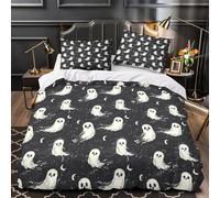 DPEOANEBN Halloween ghosts 3D Digital Print Duvet Cover 3pc Premium Microfibre Easy Care whimsical cartoon Quilt Cover 2 Pillowcases Concealed Zipper Bedding Couples Families Double（200x200cm）
