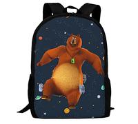 DPgUfPV Grizzy With The Lemmings Laptop Backpack College School Travel Daypack 2 Compartment Basic Bag Shoulders Rucksack