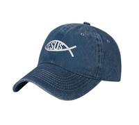DPgUfPV Jesus Fish Denim Baseball Cap Washable Adjustable Denim Baseball Hat for Men Women Black