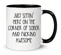 DPgUfPV Sobriety Gifts, Sober Mug, Sober Coffee Mug, Sobriety Gift for Anniversary, Addiction Recovery, AA Gifts, Sitting Here On The Corner