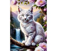 DPHERO Big Cat Diamond Painting Kits for Beginners Adults,5D DIY Fantasy Kitten Diamond Art Kits,Round Full Drill Flowers Gem Art Crafts,DIY Painting by Numbers for Home Wall Decor 12x16 inch
