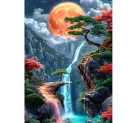 DPHERO Bright Moon Diamond Painting Kits for Beginners Adults,5D DIY Waterfall Diamond Art Kits,Round Full Drill Dreamland Gem Art Crafts,DIY Painting by Numbers for Home Wall Decor 12x16 inch