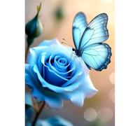 DPHERO Butterfly Diamond Painting Kits for Beginners Adults,5D DIY Blue Rose Flowers Diamond Art Kits,Round Full Drill Fantasy Art Crafts,DIY Painting by Numbers for Home Wall Decor 12x16 inch