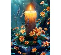 DPHERO Candle Diamond Painting Kits for Beginners Adults,5D DIY Wildflowers Diamond Art Kits,Round Full Drill Dreamland Gem Art Crafts,DIY Painting by Numbers for Home Wall Decor 12x16 inch